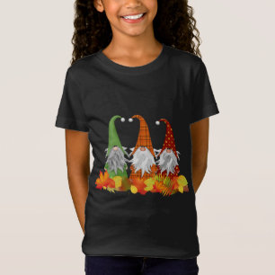 Three Gnomes Fall Leaves Cute Autumn T-Shirt