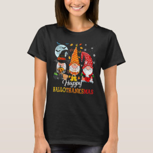 Three Gnomes Hallothanksmas Halloween Christmas Th T-Shirt