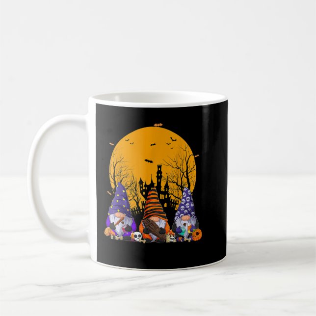 Three Gnomes Happy Halloween Fall Candy Corn Pumpk Coffee Mug (Left)