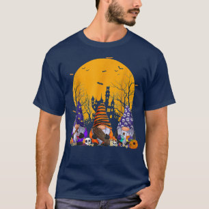 Three Gnomes Happy Halloween Fall Candy Corn Pumpk T-Shirt