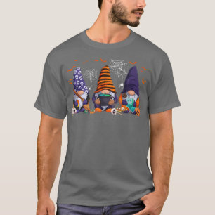 Three Gnomes Happy Halloween Fall Candy Corn Pumpk T-Shirt
