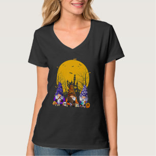 Three Gnomes Happy Halloween Fall Candy Corn Pumpk T-Shirt