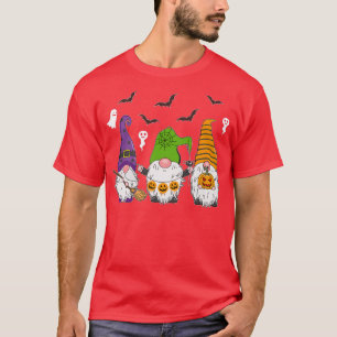 Three Gnomes Happy Halloween Pumpkin Witch Gnomes T-Shirt