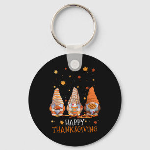Three Gnomes Happy Thanksgiving Day Fall Autumn Gn Key Ring