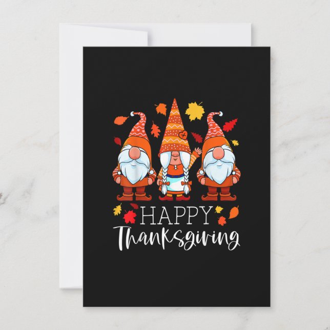 Three Gnomes Happy Thanksgiving Gnomes Fall Gnome  Invitation (Front)