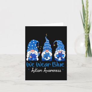 Three Gnomes Holding Blue Puzzle Autism Awareness Card