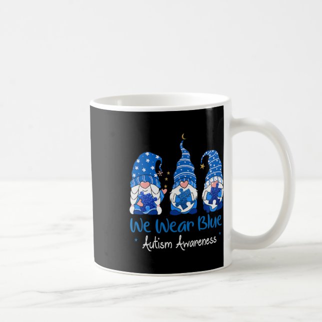Three Gnomes Holding Blue Puzzle Autism Awareness  Coffee Mug (Right)