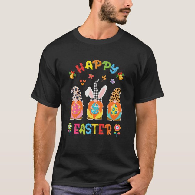Three Gnomes Holding Egg Happy Easter Day Men Wome T-Shirt (Front)