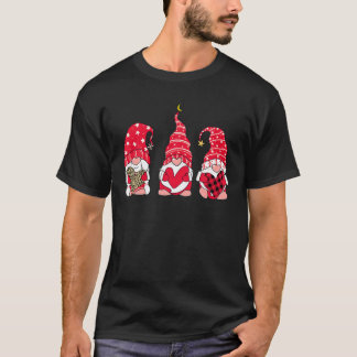 Three Gnomes Holding Heart Leopard Happy Valentine T-Shirt