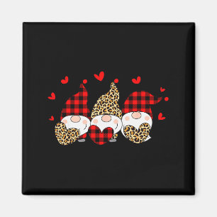 Three Gnomes Holding Hearts Leopard Happy Valentin Magnet