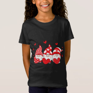 Three Gnomes Holding Hearts Valentines Day Cute fo T-Shirt