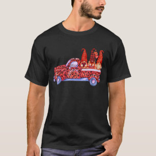 Three Gnomes Holding Hearts Valentines Day Red Leo T-Shirt