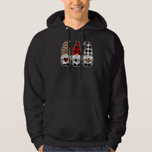 Three Gnomes Holding Leopard Heart & Plaid Valenti Hoodie