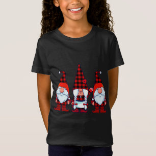 Three Gnomes in Buffalo Plaid Christmas Gnome Xmas T-Shirt