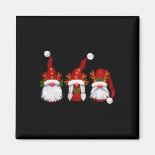 Three Gnomes In Red Costume Christmas Gift X-mas F Magnet