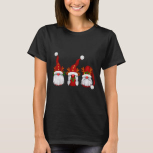 Three Gnomes In Red Costume Christmas Gift X-mas F T-Shirt