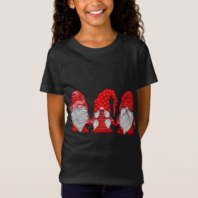 Three gnomes in red costume Christmas - Hanging Wi T-Shirt (Front)