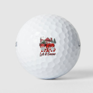 Three Gnomes In Red Let It Snow Gnome Christmas Golf Balls