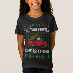 Three Gnomes in Red Truck Merry Christmas Tree Lig T-Shirt