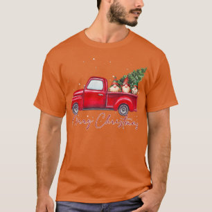 Three Gnomes in Red Truck With Merry Christmas Tre T-Shirt