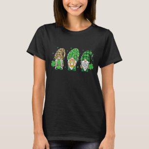 Three Gnomes Lucky Horseshoe Leopard Plaid St Patr T-Shirt