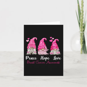Three Gnomes Peace Hope Love Breast Cancer Awarene Card