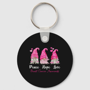 Three Gnomes Peace Hope Love Breast Cancer Awarene Key Ring