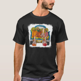 Three Gnomes Pumpkin Leopard Sunflower Truck Farm  T-Shirt
