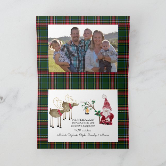 Three Gnomes Reindeer Christmas Family Photo Holiday Card (Inside)