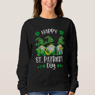 Three Gnomes Shamrock Happy St Patrick's Day Go Lu Sweatshirt
