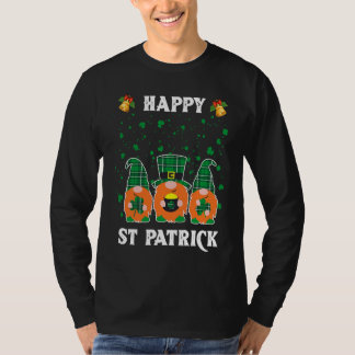 Three Gnomes Shamrock Leprechaun Happy St Patrick' T-Shirt