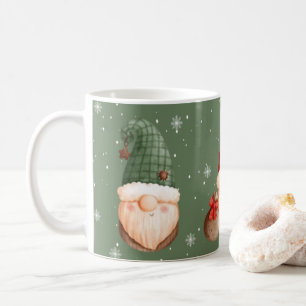Three Gnomes Snowflake Red Green Christmas Gift  Coffee Mug