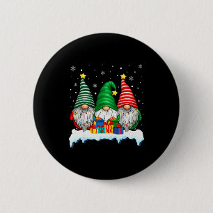 Three Gnomes Tree Lights Men Women Matching Xmas H 6 Cm Round Badge