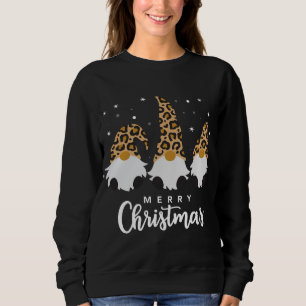 Three Gnomes With Leopard Plaid Gnome Christmas Sweatshirt
