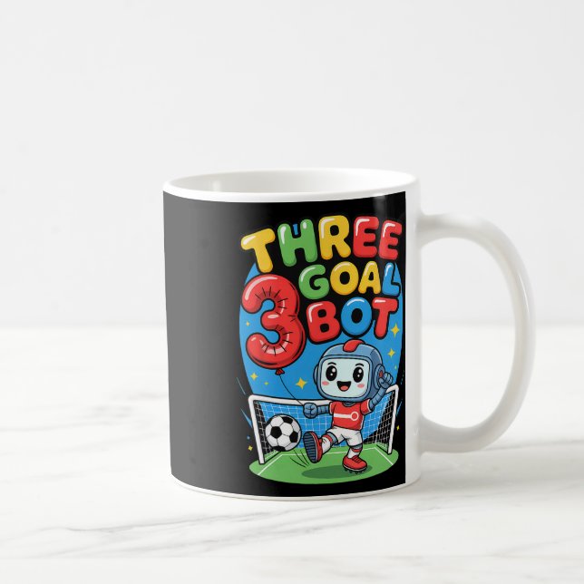 Three Goal Bot Soccer Lover 3th Birthday  Coffee Mug (Right)