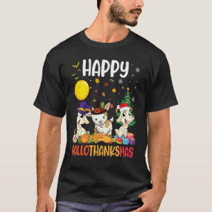 Three Goat Dabbing Dancing Together Happy Hallotha T-Shirt