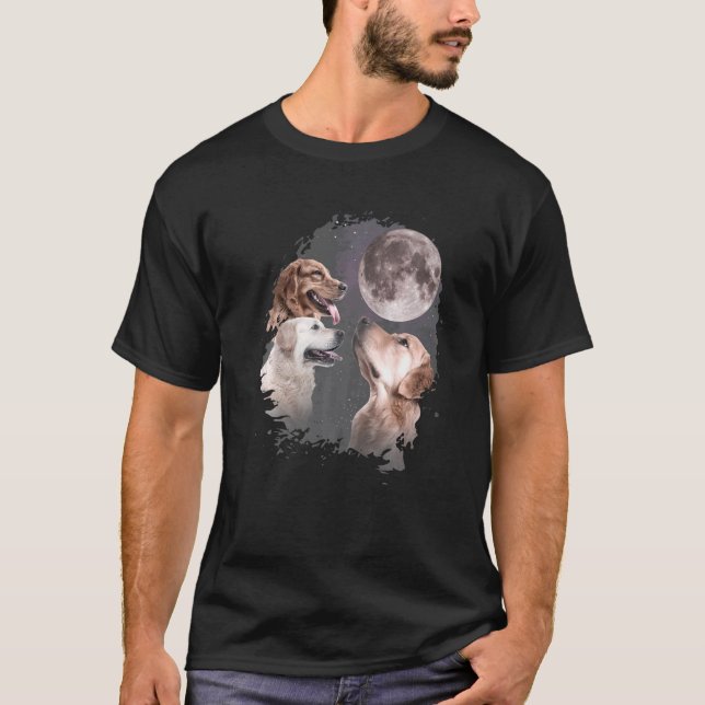 Three Golden Retriever Moon Wolf T-Shirt (Front)