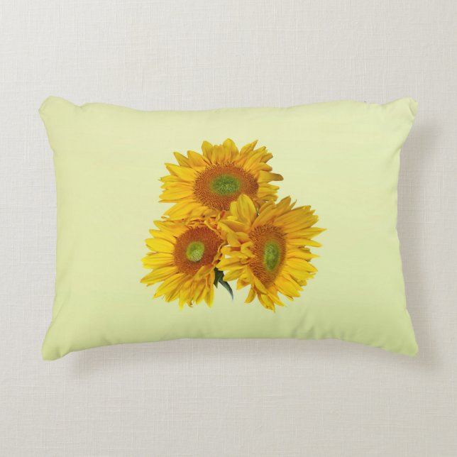 Three Golden Sunflowers Decorative Cushion (Front)