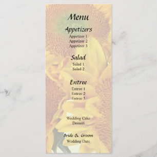 Three Golden Sunflowers Menu