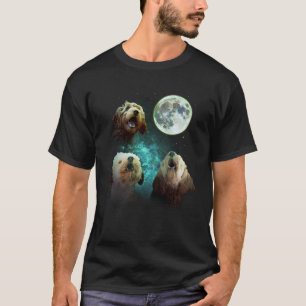 Three Goldendoodles Howl At Moon 3 Wolfs Wolves Fu T-Shirt