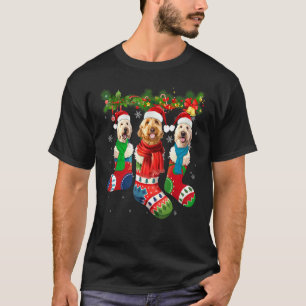 Three Goldendoodles In Christmas Socks T-Shirt