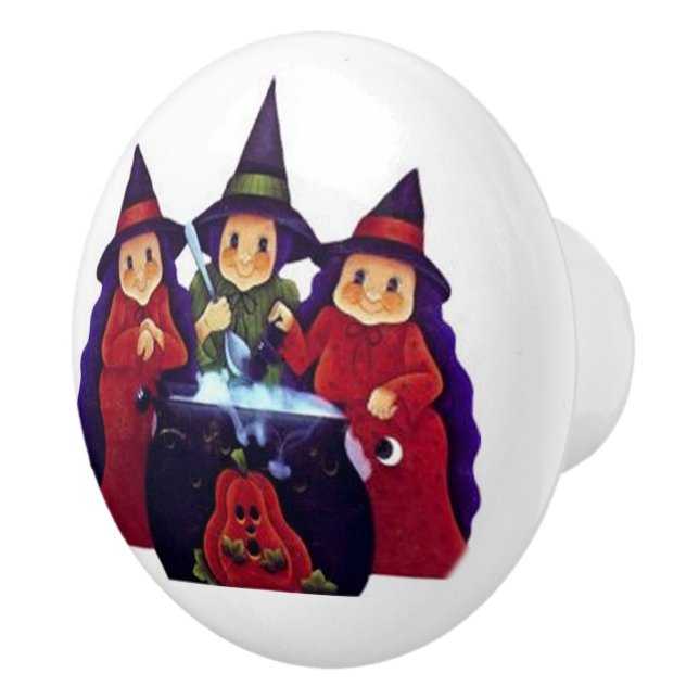 Three Good Witches Ceramic Knob (Right)