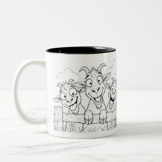Three Goofy Goats Coffee Mug (Left)