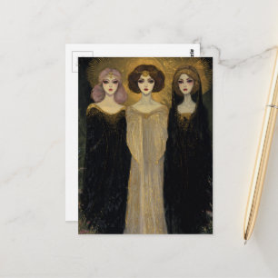 Three Gorgeous Vintage Women With Gold Postcard
