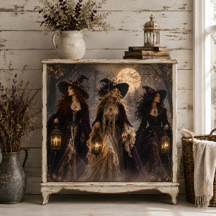 Three Gothic Witches Full Moon Enchanted Forest Tissue Paper