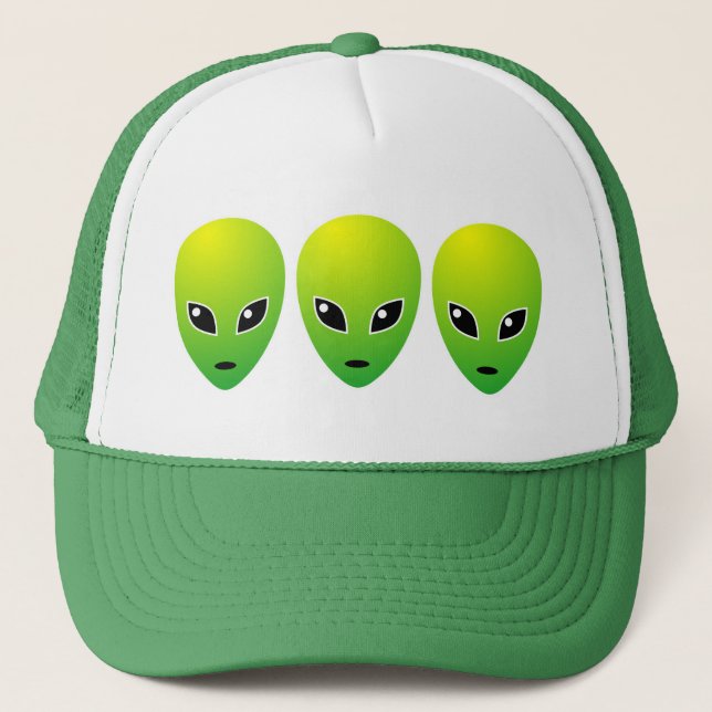 Three Green Aliens - Customised Trucker Hat (Front)