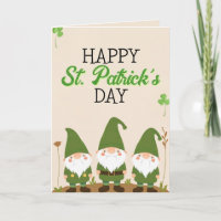 Three Green Gnomes with Shamrocks St Patrick's Day
