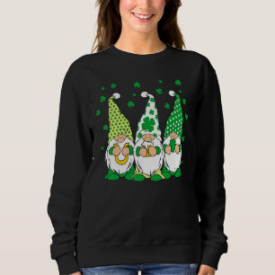 Three Green Irish Gnomes Shamrock Clover St Patric Sweatshirt