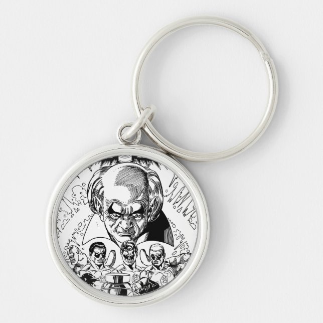 Three Green Lanterns Comic Cover, Black and White Key Ring (Front)