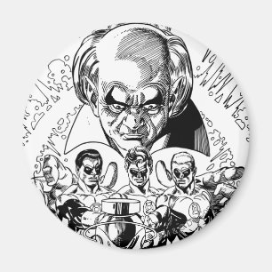 Three Green Lanterns Comic Cover, Black and White Magnet